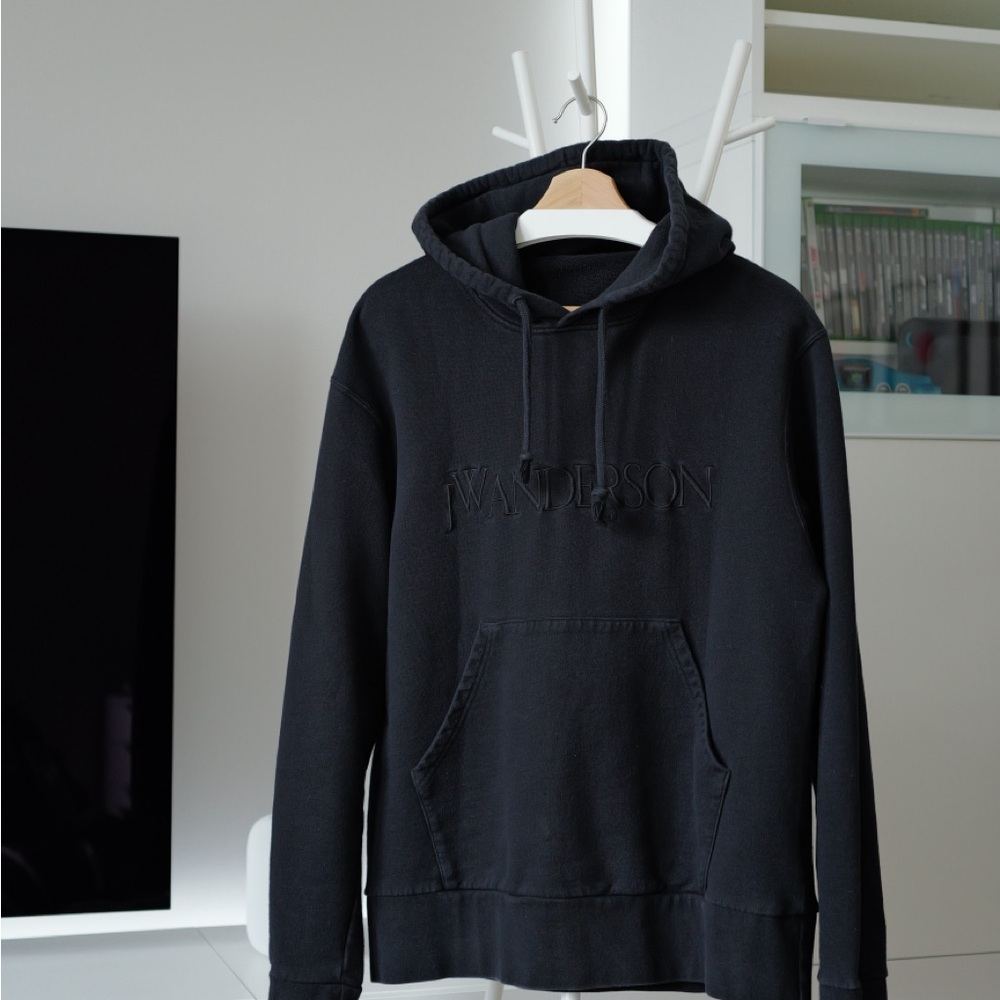 JW Anderson Embroidered Logo Hoodie for Men Black